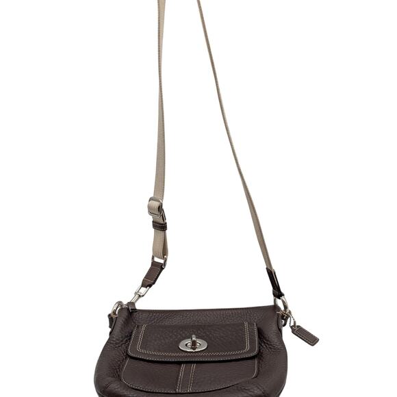 Coach Hamilton Brown Pebbled Leather Swingpack Crossbody Shoulder Bag - Picture 13 of 14